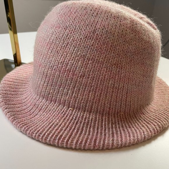 Vintage HANSEN Womens Pink Knit Bucket Brim Warm Winter Hat One Size - Picture 8 of 10